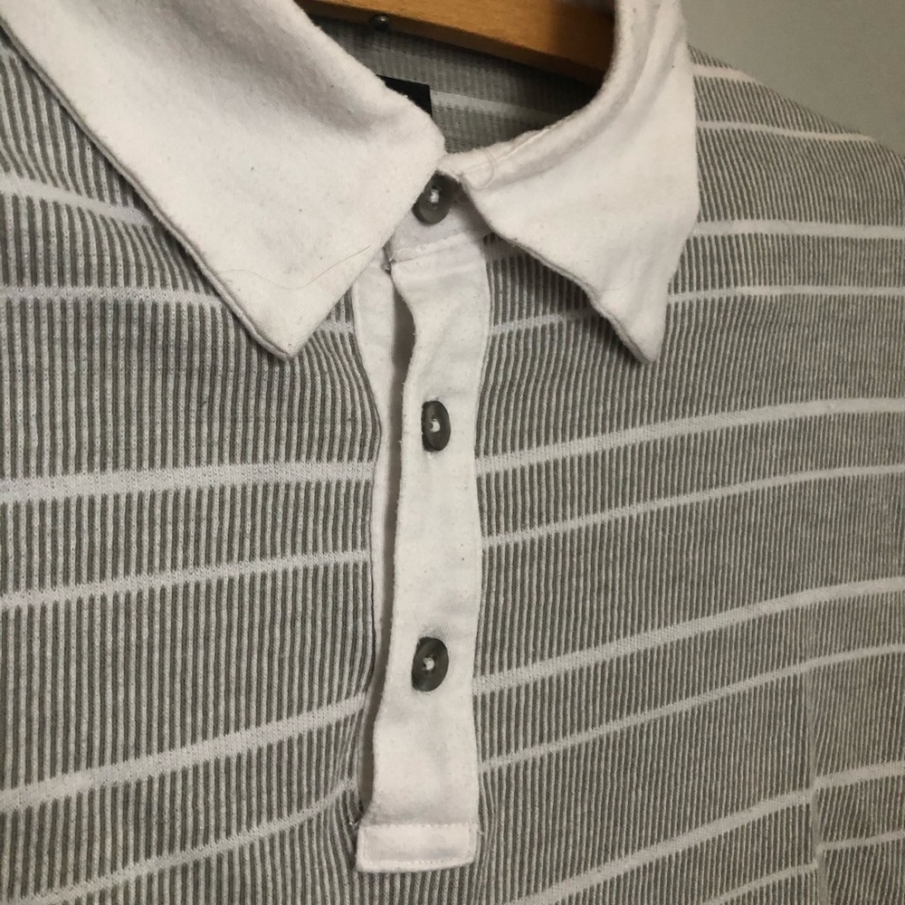 Alfani Gray and White Stripe Polo - Picture 3 of 5